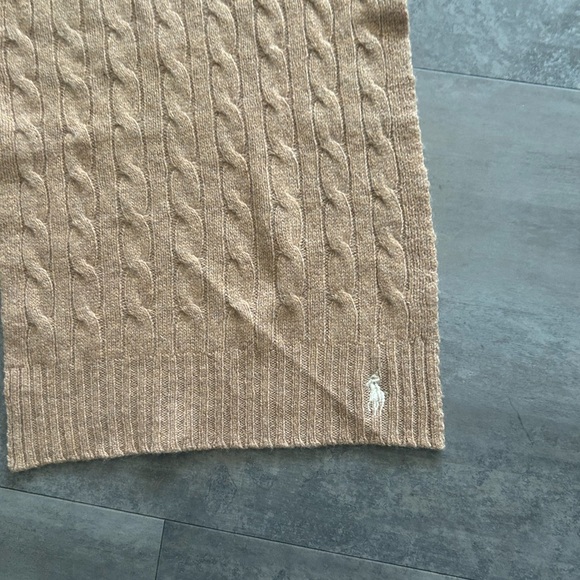 NEW Polo Ralph Lauren Pony Cable Knit Cashmere Wool Scarf - Picture 3 of 5